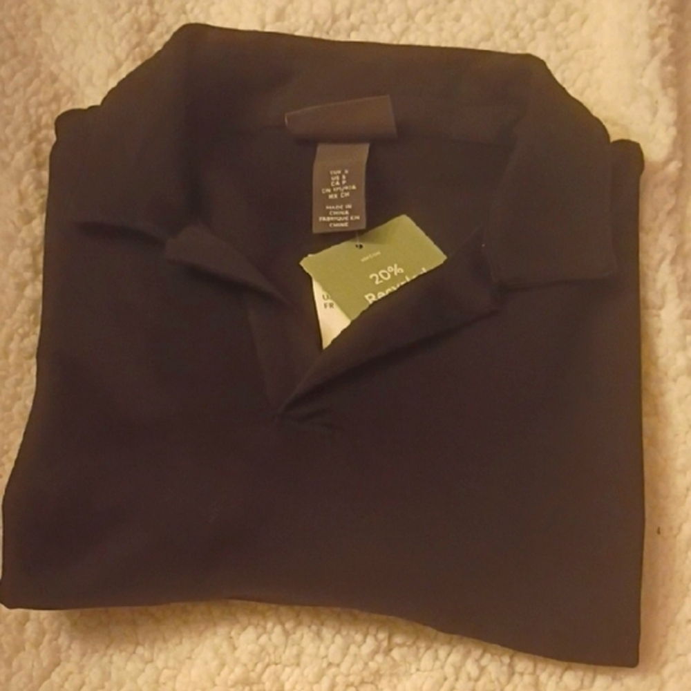 Men's Black Polo Shirt - NWT /Collar/No Button